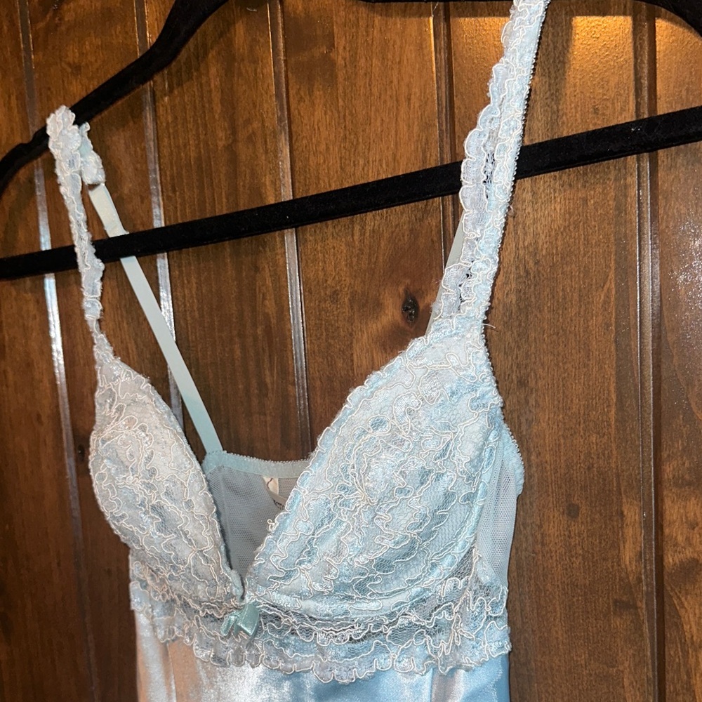 Victoria's Secret Light Blue Satin Chemise with Lace - Picture 5 of 7